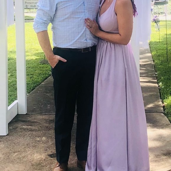 Iris- White by Vera V Neck Halter Gown - Picture 3 of 3